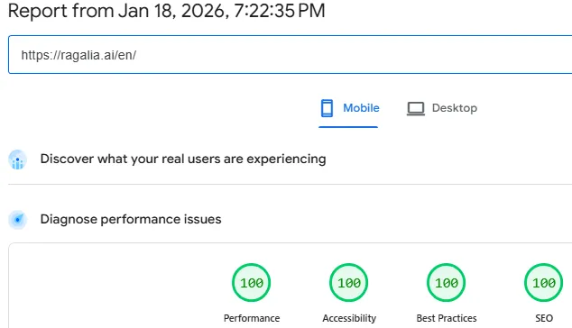 Google Lighthouse Score 100/100